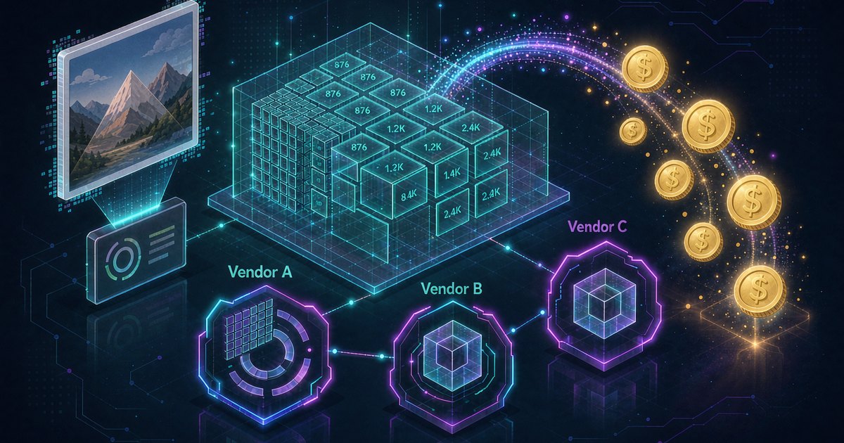 视觉 API 图像被切分为 Token 计费块的示意